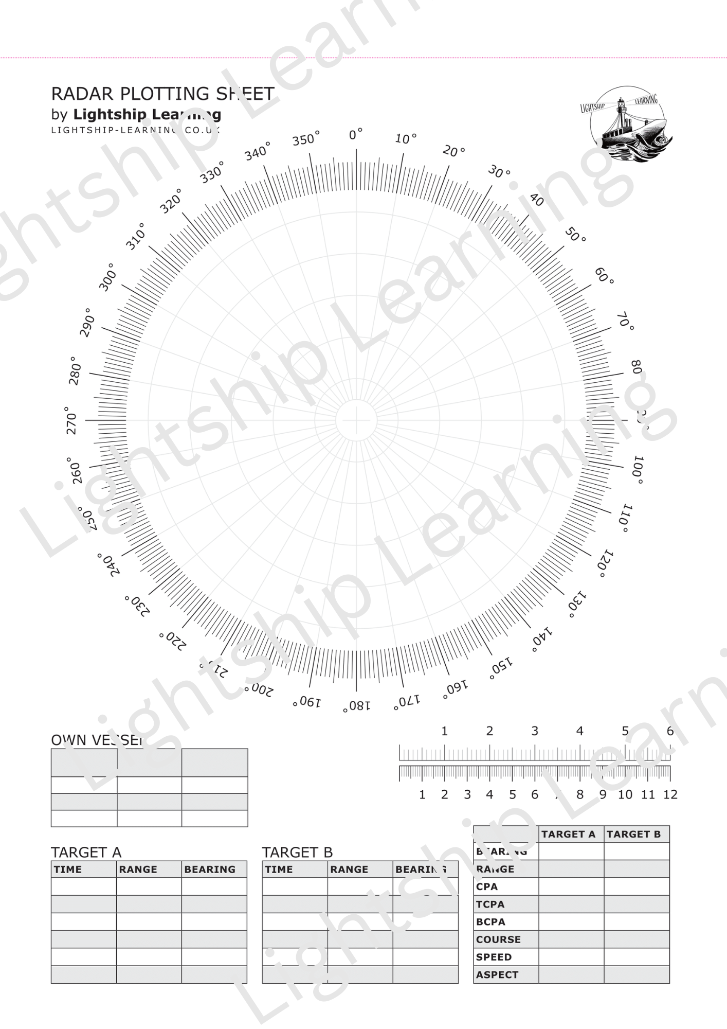 A3 Radar Plotting Sheet (50 Page Pad) - Lightship Learning